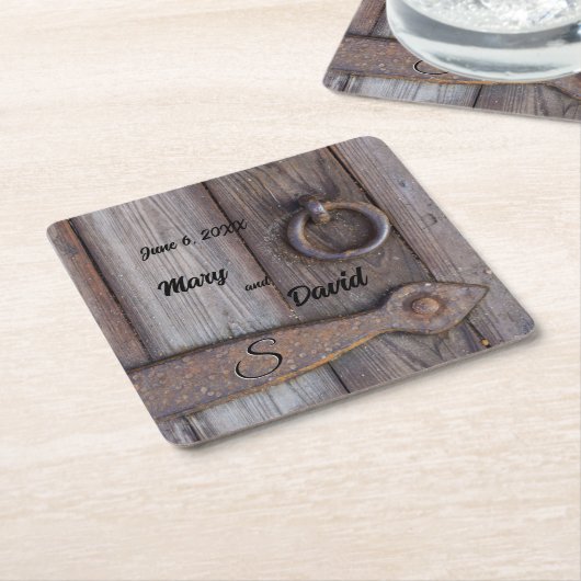 セラーのドアハンドル結婚の紙コースター スクエアペーパーコースター (アングル)