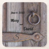 セラーのドアハンドル結婚の紙コースター スクエアペーパーコースター (正面)
