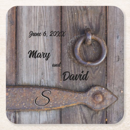 セラーのドアハンドル結婚の紙コースター スクエアペーパーコースター (正面)