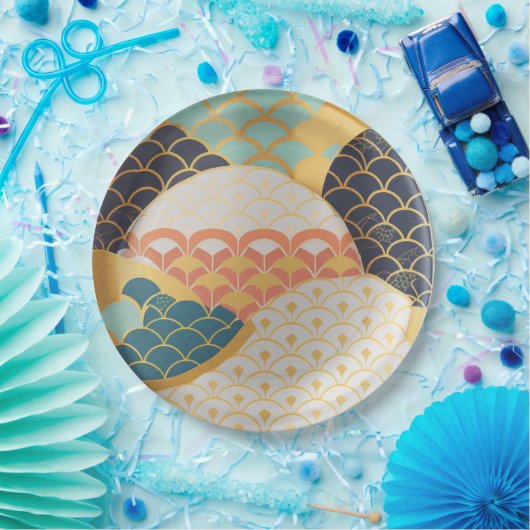 セラ伝統的日本のクカラフルデザイン ペーパープレート (パーティー)