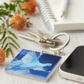 セラ芸術的リアンブルーのDove Outline Art キーホルダー (正面右)