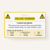 セリアックスペインの病グルテンアレルギー警告カード バッジ (裏面)