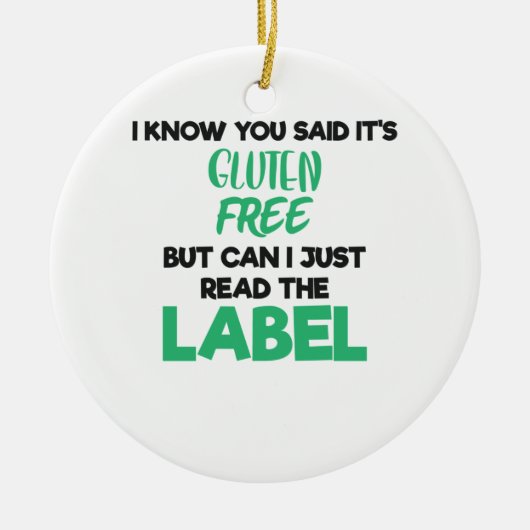 セリアック病グルテン読無ラベルGluten I セラミックオーナメント (正面)