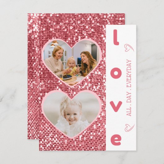セリエレガントーズハート型写真バレンタインデー ノートカード (正面/裏面)
