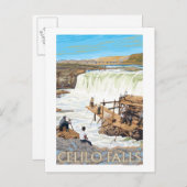 セリオ滝魚釣りヴィンテージ旅行ポスター ポストカード (正面/裏面)