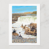 セリオ滝魚釣りヴィンテージ旅行ポスター ポストカード (正面)