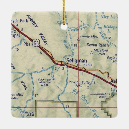 セリグマンAZヴィンテージマップ セラミックオーナメント (裏面)