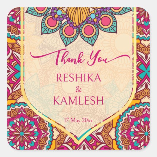 セリス結婚マンダラパーソナライズされたンゴリ スクエアシール (正面)