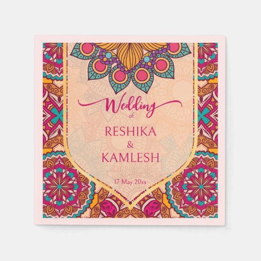 セリス結婚マンダラパーソナライズされたンゴリ スタンダードカクテルナプキン (正面)