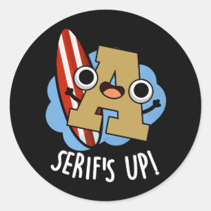 セリフアップおもしろいフォントタイププンダークBG ラウンドシール