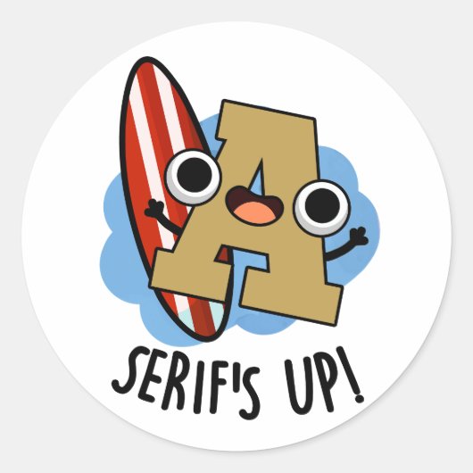 セリフアップおもしろいフォント型プン ラウンドシール (正面)