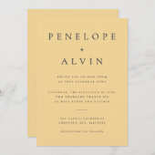 セリフエレガントタイポグラフィイエローミニマル結婚リスト 招待状 (正面/裏面)