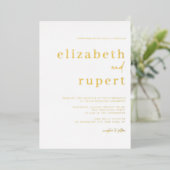 セリフタイポグラフィミニマル結婚リスト 箔招待状 (立ち正面)