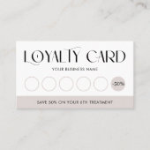 セリフモダンフォントロゴサロンまたはスパTaupe & White ロイヤリティカード (正面)