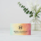 セリフモノグラム | カラフル抽象芸術テクスチャ 名刺 (スタンド正面)