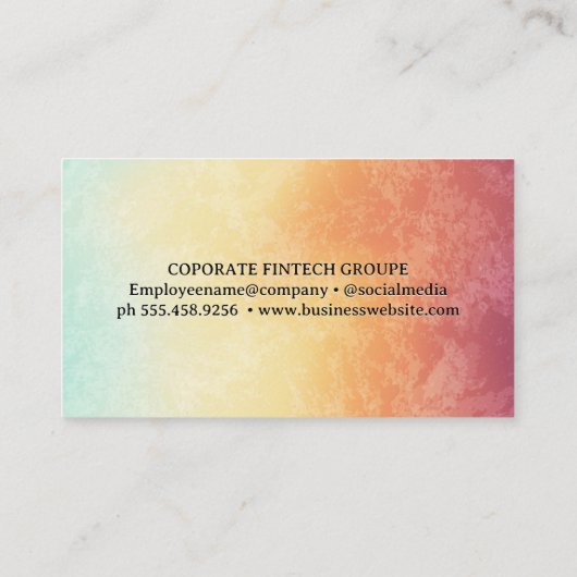 セリフモノグラム | カラフル抽象芸術テクスチャ 名刺 (裏面)