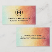 セリフモノグラム | カラフル抽象芸術テクスチャ 名刺 (正面/裏面)