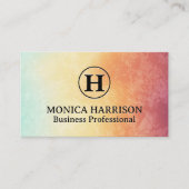 セリフモノグラム | カラフル抽象芸術テクスチャ 名刺 (正面)