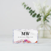 セリフモノグラム |ブラシ付き水彩 名刺 (スタンド正面)