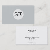 セリフ型モノグラム白丸グレー背景 名刺 (正面/裏面)
