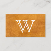 セリフ型モノグラム | 薄い茶色の革 名刺 (正面)