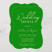 セリーアンドフォレストグリーンタイポグラフィウェディングシャワー 招待状 (正面/裏面)