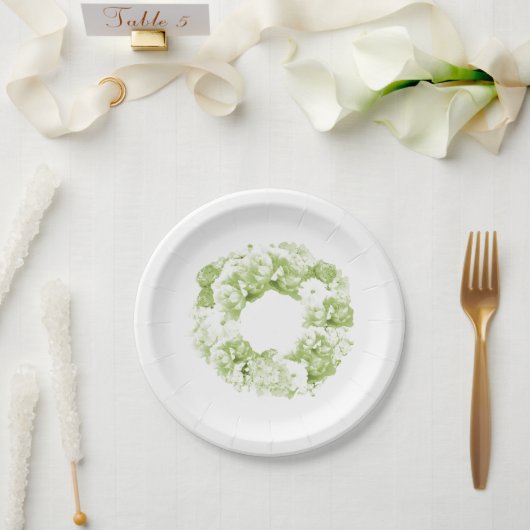 セリーグリーンフローラ結婚リースの紙プレート ペーパープレート (ウェディング)