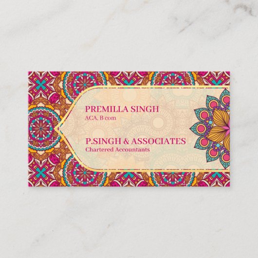 セリースマンダラランゴリ族の鮮やか模様 名刺 (正面)