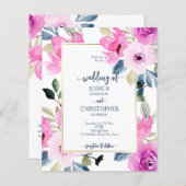 セリーズピンク春の花予算の結婚式の招待 (正面/裏面)