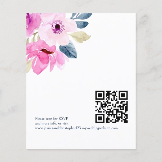 セリーズピンク春の花予算の結婚式の招待 (裏面)