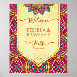 セリーズマンダラランゴリ関節ハルディ歓迎サイン ポスター