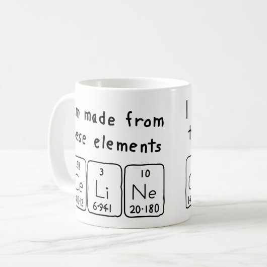 セリーヌの周期表の名前のマグ コーヒーマグカップ (正面左)