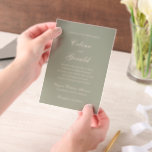セリーヌミュート緑のエレガントな結婚式 ベラム紙招待状<br><div class="desc">クラシックスクリプトとセリフのフォントを備えたシンプルデザインとタイムレスなエレガントを備えた伝統的結婚式招待状。</div>