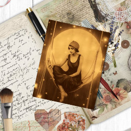 セリーヌ紙ムーンガール、ヴィンテージフォトジャズエイジ ポストカード