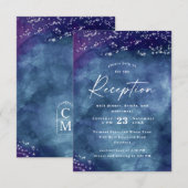 セリーヌ・エレガント・セレスチャル・ナイト・ウェディング・レセプション エンクロージャーカード (正面/裏面)