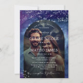 セリーヌ • 天空の夜空 アーチ型写真 ウェディング 招待状 (正面)
