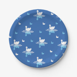 セリーネウォーターズよくはしゃぐスワンレイクパターンデザイン ペーパープレート
