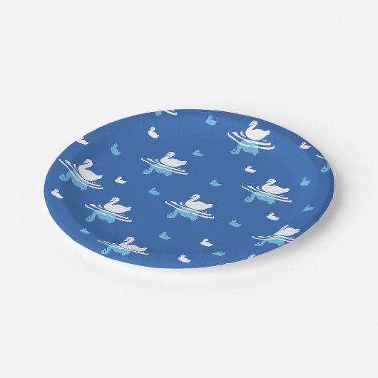 セリーネウォーターズよくはしゃぐスワンレイクパターンデザイン ペーパープレート (アングル)