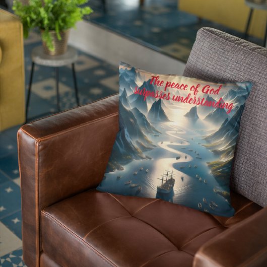 セリーネセール：ボート、水、山 クッション