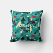 セリーネドリーム – ティール（緑がかった色）&レッドジオメトリックアクセントクッション クッション (裏面)