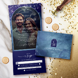 セリーネ・エレガントシアルスカイアーチ型カスタム写真 三つ折り招待状