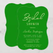 セリーフォレストグリーンタイポグラフィブライダルシャワー 招待状 (正面/裏面)
