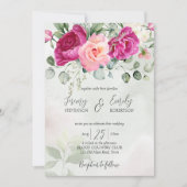 セリーマゼンタピーニーバラユーカリ水彩色i 招待状 (正面)