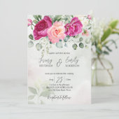 セリーマゼンタピーニーバラユーカリ水彩色i 招待状 (スタンド正面)