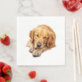 セリーンゴールデンレトリバー休息 – 平和なドッグアート スタンダードランチョンナプキン (インサイチュ)