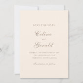 セリーンサンディニュートラルエレガントな結婚式 セーブザデート (正面)
