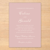 セリーンピンクエレガントな結婚式 アクリル招待状 (正面)