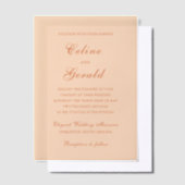 セリーンピーチエレガントな結婚式 ベラム紙招待状 (オフセット)