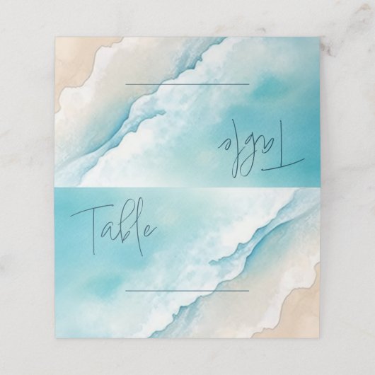 セリーンブルー海ビーチテーブル番号カード プレイスカード (外部開封)