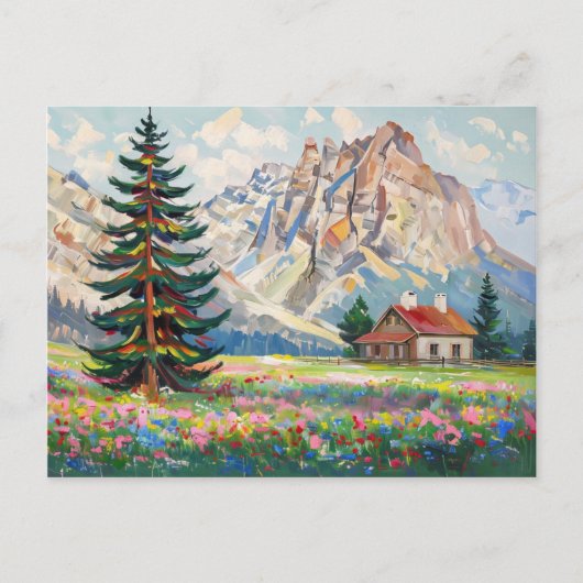 セリーンマウンテンズランドスケーカラフルムアート絵を描ズ ポストカード (正面)